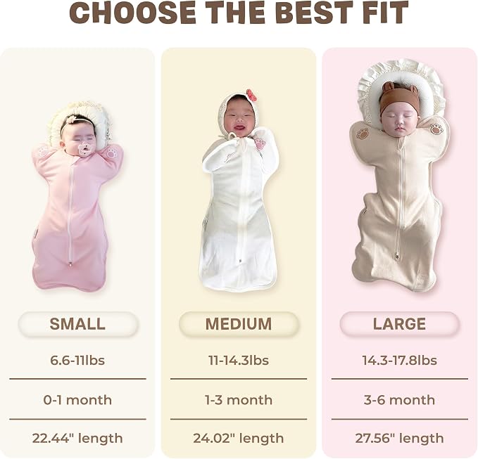 Swaddle Sleep Suit for Newborns, Arms-Up Position, Snug Fit Supports Natural Sleep Reflex, 0–6 Months